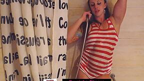 cousin sneaks into the shower getting all wet and playful