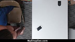 avi love caught shoplifting bends over for burglar cock in hidden office cam