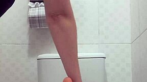 In the bathroom, big ass bbw blonde slams a huge dildo into her fat pussy until orgasm squirt explodes everywhere.