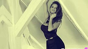 perfect milf babe strips lingerie to flash her big juicy boobs in steamy photoshoot