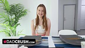 my boyfriend rams his stepdaughter doggystyle while i finger her pussy and lick her natural tits in taboo threesome creampie