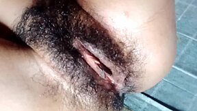 Desi Indian teen flashes her amazing hairy pussy and big boobs indoors