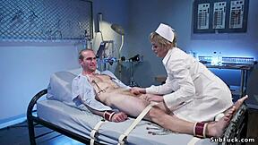 Huge Tits Milf Nurse Dominates Bound Patient with Strapon Banging in Hospital BDSM