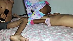 lucky stepdad jerks off watching stepsis fuck stepbro hard