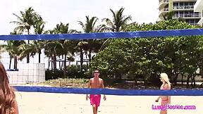 beach volleyball turns wild pool party with bikini besties flashing wet curves everywhere
