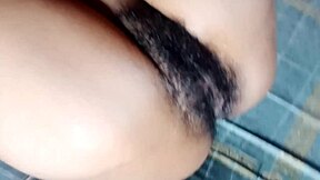 Desi Indian teen flashes her amazing hairy pussy and big boobs indoors