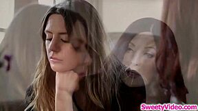 hey, watch this teen lick busty milf's wet pussy good