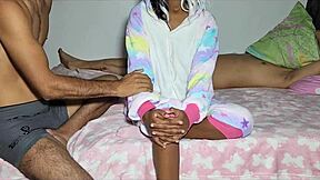 lucky stepdad jerks off watching stepsis fuck stepbro hard