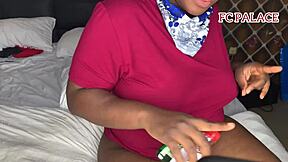 Horny Milf Fucks Gateman Doggystyle on Bed During Husband Calls