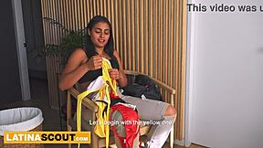 Sexy Latina Lingerie Model Strips Teasing Boss Into Rough Deepthroat Hiring Fuck