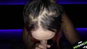 Watch this big Asian girl slurp and gag on thick white cock nonstop