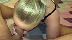 step sister gives the best deepthroat blowjob on huge cock