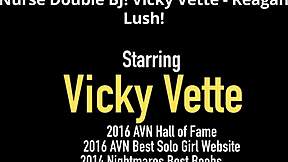 nurses vicky vette and friend give pov double blowjob cumshot to patient in heels