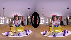 snow wild's heels ride dildo as her horny latina milf cunt craves more