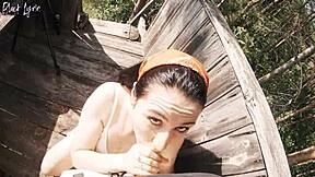 wanna see us risk throat cum at the hunting tower outdoors?