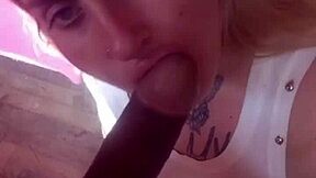 blonde amateur slut deepthroats black cock homemade till full milk swallow