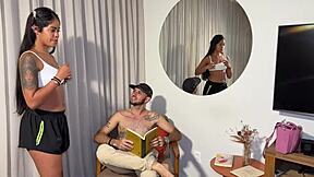 hey maid teases boss with deepthroat blowjob then creampie pussy ride