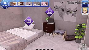 Femboy shemale teases in bunkered game with hard cock