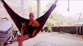 blonde milf gulps cum load after outdoor ass handjob blowjob