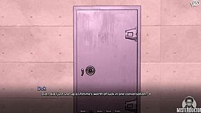 Femboy shemale teases in bunkered game with hard cock