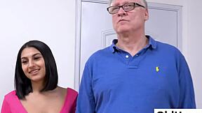 sarah and lylyta yung deepthroat and lick my old worn-out cock close-up