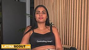 Sexy Latina Lingerie Model Strips Teasing Boss Into Rough Deepthroat Hiring Fuck