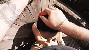 wanna see us risk throat cum at the hunting tower outdoors?