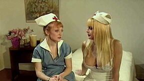Redhead nurses licking wet pussies in lingerie