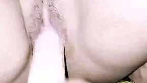 huge dildo ravages roommate girlfriend's big wet pussy to squirting orgasm