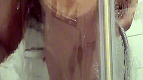 petite arab teases wet pussy in steamy shower solo play