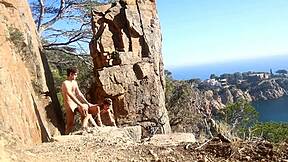 Amateur couple orgasms from public beach path sex caught homemade