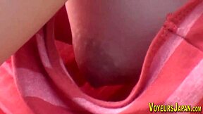 Voyeur Peeps Asian Babes Small Tits Nipples Outdoor Public HD