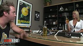 Blonde milf big ass bounces on huge cock wildly