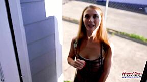 Cute petite BRUNETTE Mira Monroe rubs her WET twat and gets DEEPLY POUNDED