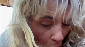 pretty hooker kneels for deepthroat blowjob ending in hot cumshot mouthful