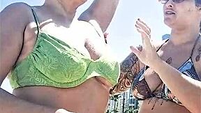 me and my playful friend hooked up on the beach for all eyes