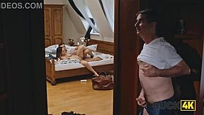 Husband watches pregnant wife seduce old doctor in hospital