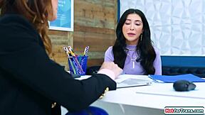 overwhelmed intern pounded hard by big tits shemale boss outdoors in snow