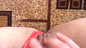 amateur milf fingers wet hairy pussy in panties closeup till orgasm pov