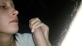 hey girlfriend gives amazing cock sucking in public spot