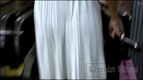 Spy cam reveals hot blonde's secret upskirt tease