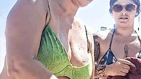 me and my playful friend hooked up on the beach for all eyes