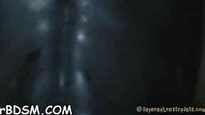 hey, that latex playgirl's getting roughly punished in the garage now