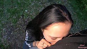 i'm in the park sucking huge cock moaning sloppy till cum mouthful swallow every drop