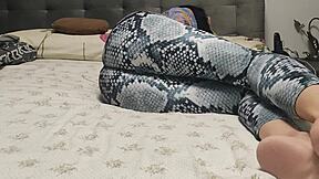 Pulsing stepmom milf shares bed with stepson for rough anal creampie in her huge juicy ass