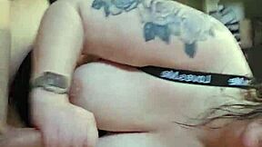 sandra jerks cock onto her big natural tits in candid tug life