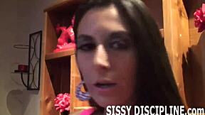 She dominates him in panties, forcing full feminization through femdom control step by step