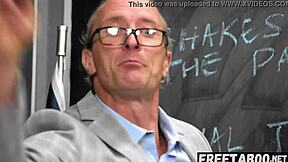 Teacher catches bratty teen student on phone then spanks hairy pussy in rough classroom creampie discipline