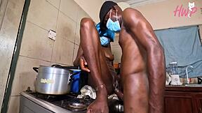 hot kenyan maid takes huge cock creampie as burner payment