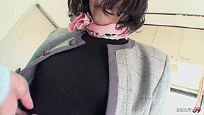 next door japanese gilf seduces me with her hairy pussy for uncensored pov creampie on tiny dick